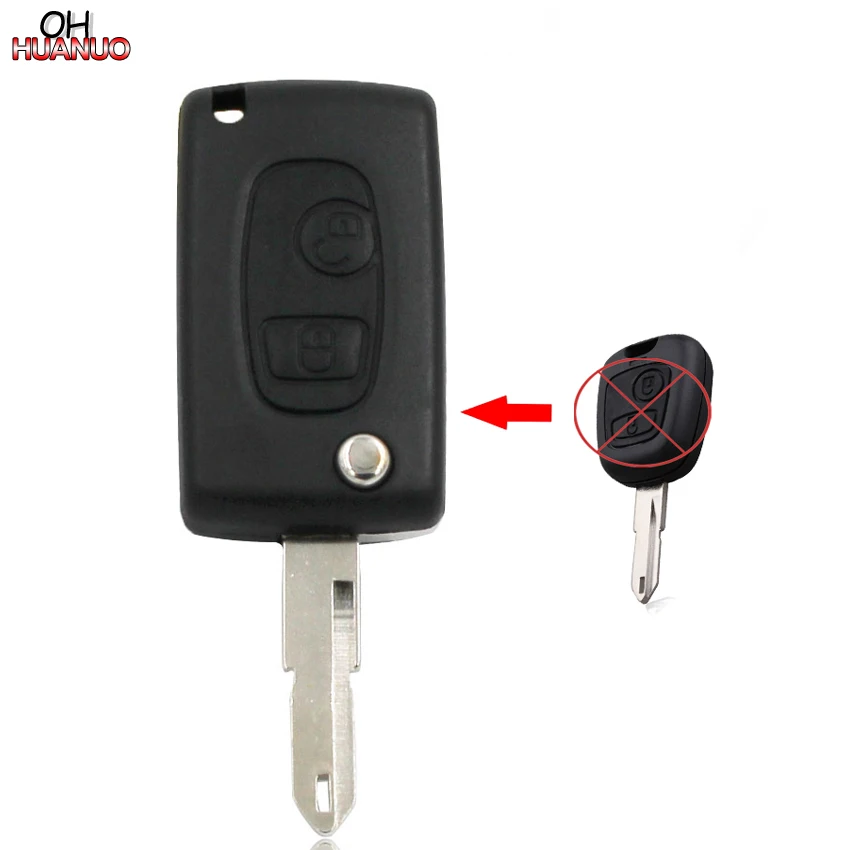 Подходит для Peugeot 2 Кнопка 206 307 407 конвертировать в Новый дистанционный флип-ключ