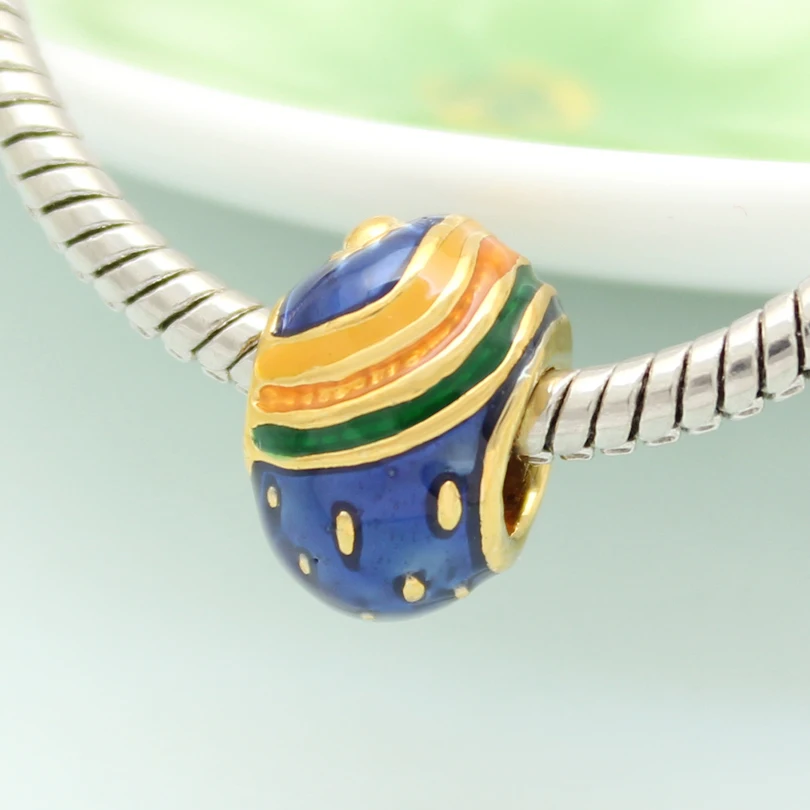 Бесплатная доставка пасхальные синие радужные бусины Faberge в форме яйца подходят