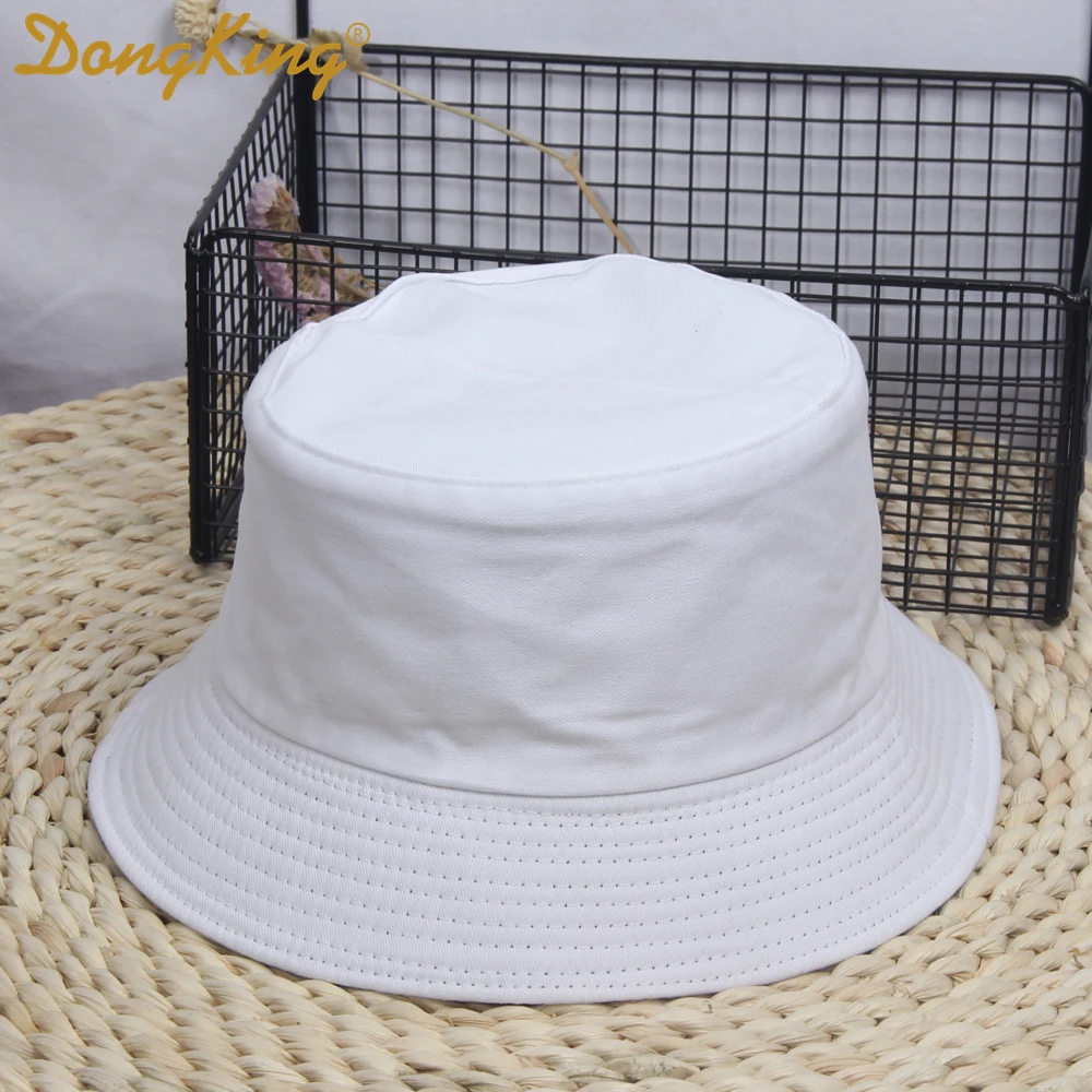 

DongKing Double-Sided Bucket Hats New Cotton Bucket Caps 4 Colors Women Men Sun Hat fisherman Outdoor Panama Cap Solid Unisex