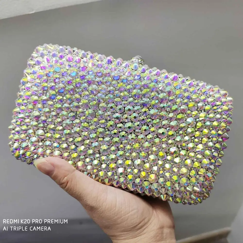 Роскошные Кристальные сумки AB Серебряный клатч кошелек Индивидуальные Имя вечерние сумки добавить буквы бриллиантовый кошелек сумки SM20 - Цвет: design D