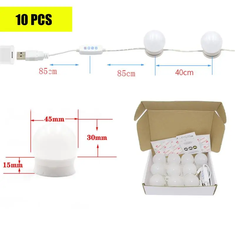 

10pcs Hollywood Style Makeup Mirror Light LED Vanity Dimmable Lamp Dimmable Light Bulbs for Makeup Dressing Table