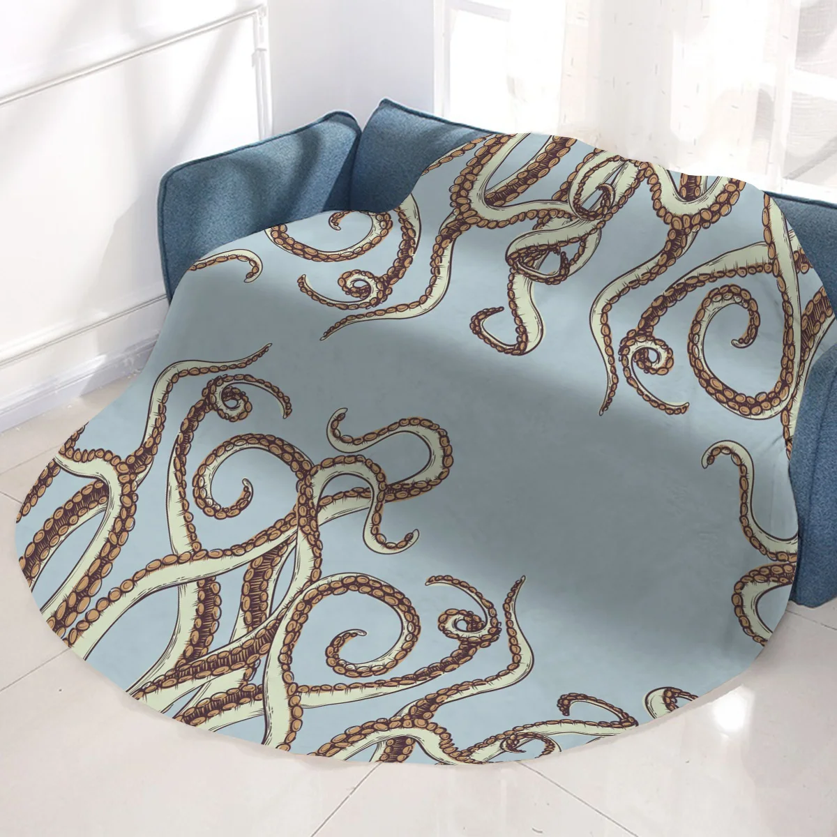 Prezzo Super Morbido Peluche Coperta Di Flanella Tentacolo Octopus Art Coperte Rotonda Coperte E Plaid Coperta Per Letti