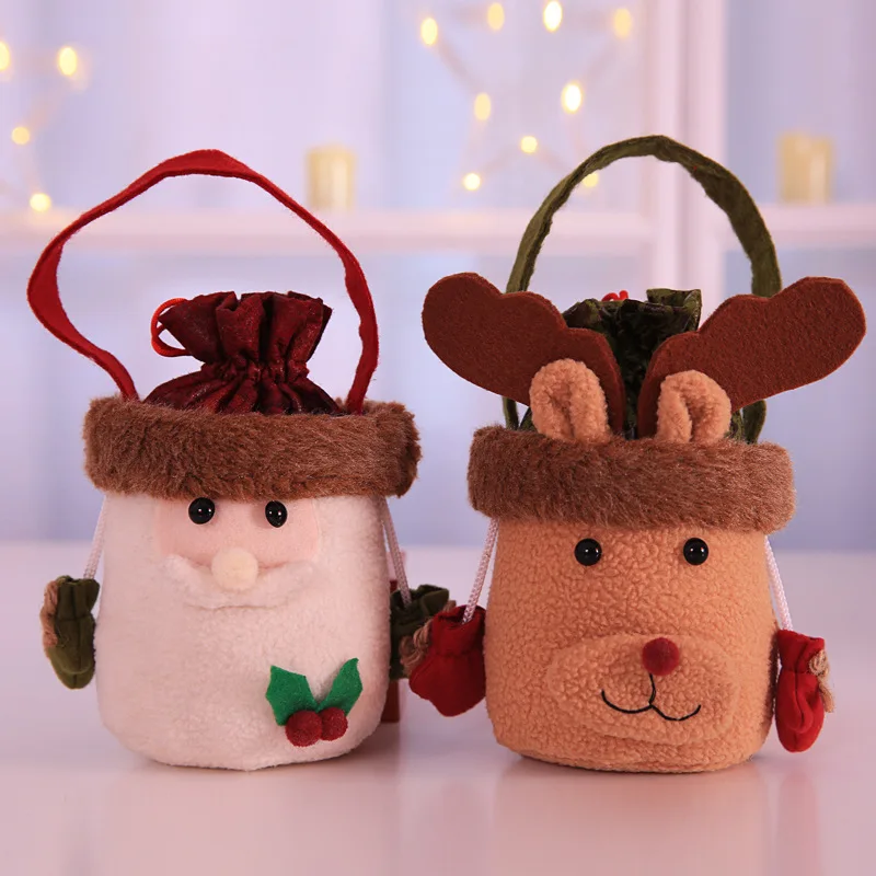 

10pcs Christmas Candy Bag Santa Claus Snowman Elk Xmas Handbag Prop Children Adult Kids Birthday Gifts Holiday Lovely Decoration