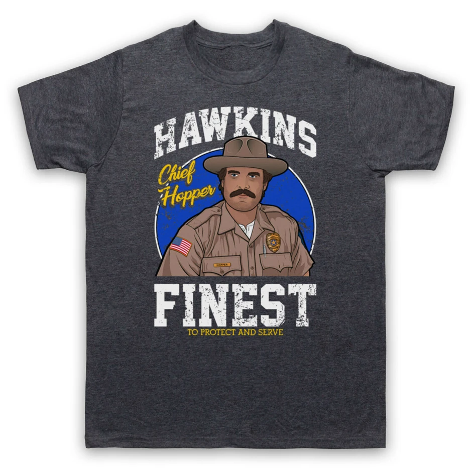 Chief Jim Hopper Stranger Official Hawkins Fest Things футболка для взрослых и детей лучшие