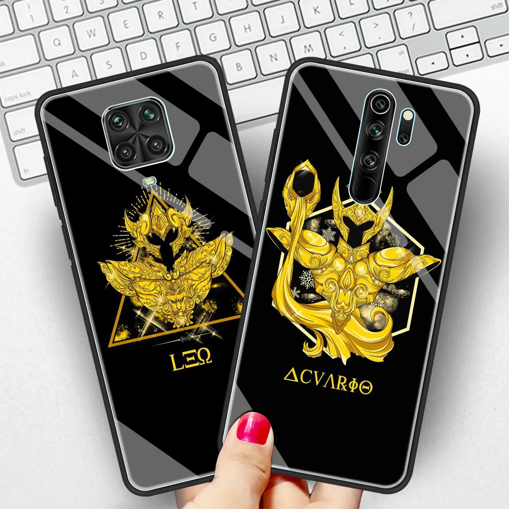 glass case for xiaomi redmi note 9s 10 9 8 pro 7 8t 9c mi poco x3 nfc 10t lite 11 soft edge phone cover anime saint seiya logo free global shipping