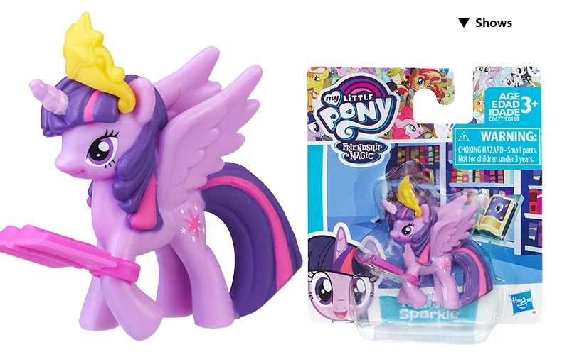 FurReal Friends, My Little Pony с рисунком из мультфильма «Мой Маленький Пони» друзей 3-дюймовая пленка маленькие пони всех цветов радуги; платье Lunamoon редкость Сумерки ПВХ экшн статуэтки коллекционные куклы
