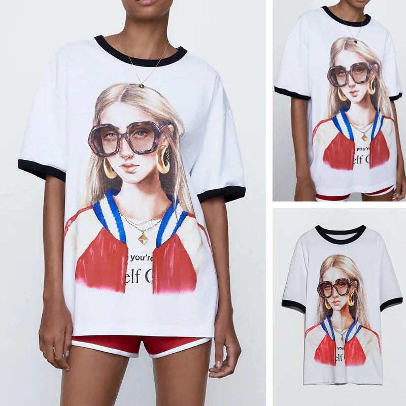 

Новейшего дизайна Стиль красивая модная одежда с принтом для маленьких девочек, 100% хлопковые футболки женская обувь высокого качества; Сез...