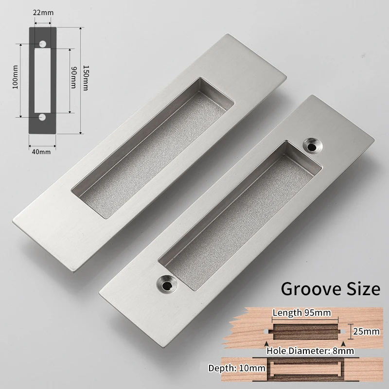 6579 Brushed Silver KAK 2 шт скрытые дверные ручки из цинкового сплава утопленные раздвижные дверные ручки спальня ручка дверного шкафа оборудование для обработки мебели - Цвет: 6579 Brushed Silver