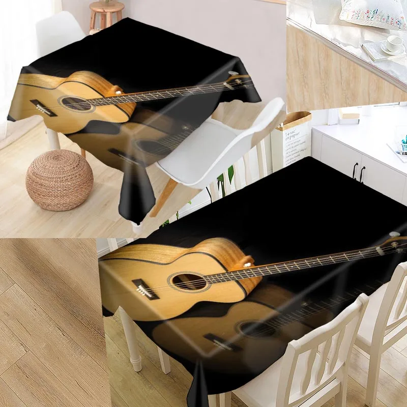 

Guitar Music Custom Table Cloth Oxford Fabric Rectangular Waterproof Oilproof Table Cover Family Party Tablecloth