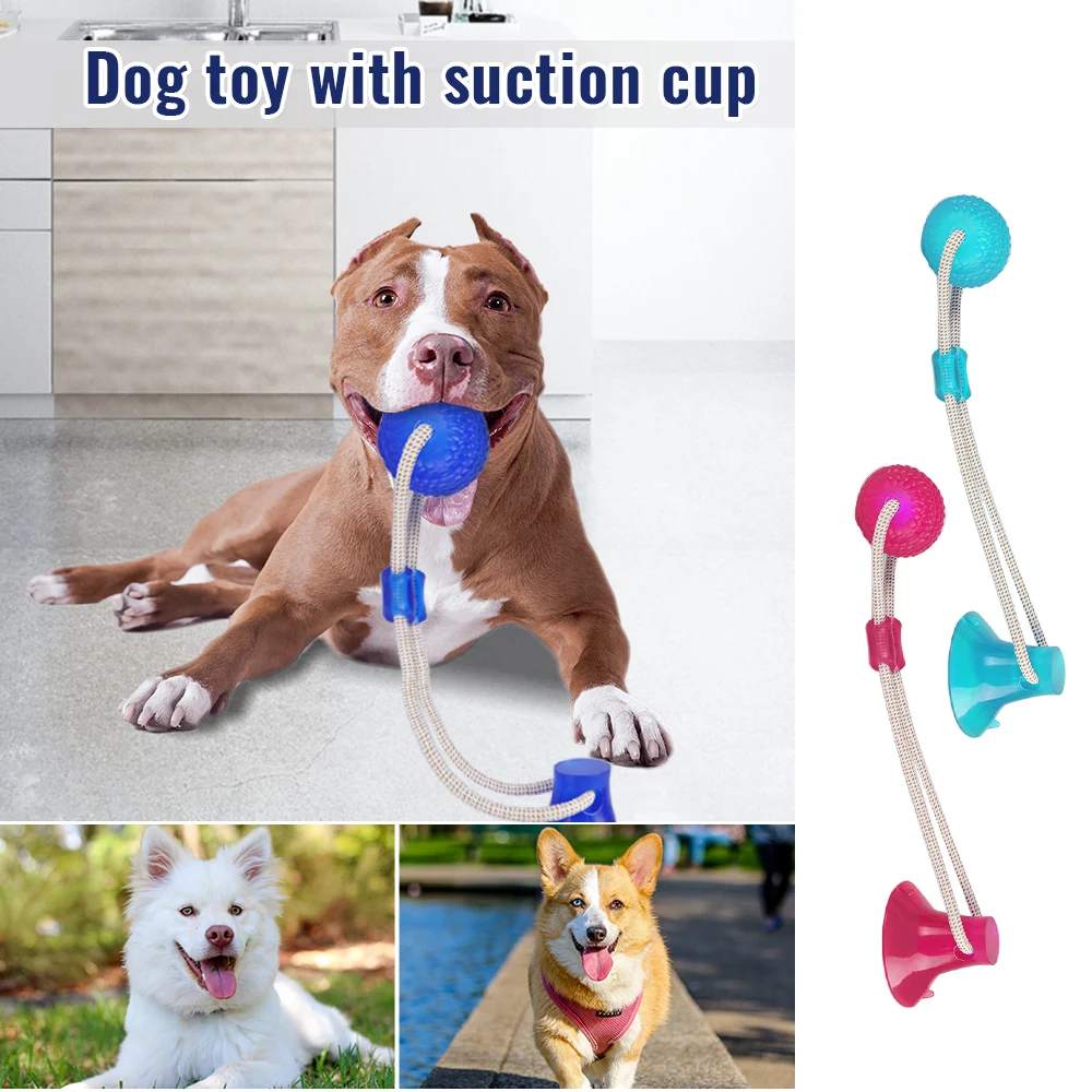 

Pet Dog Toys Silicon Suction Cup Tug dog toy Dogs Push Ball Toy Pet Tooth Cleaning Dog Toothbrush for Puppy large Dog Biting Toy