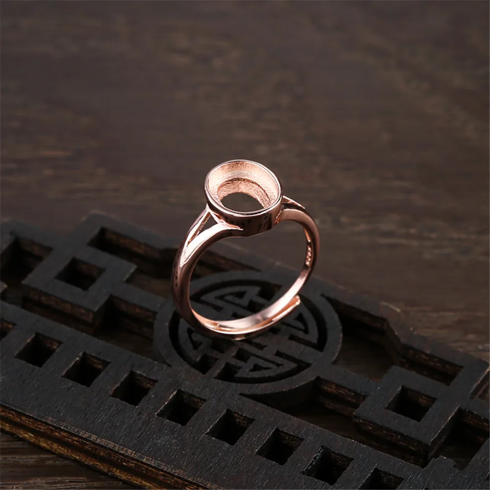 

Ring Blank for 6x8mm/7x9mm/8x10mm/9x11mm/10x14mm/12x16mm/13x18mm Oval Cabochons Rose Gold Plated 925 Silver Adjustable Ring