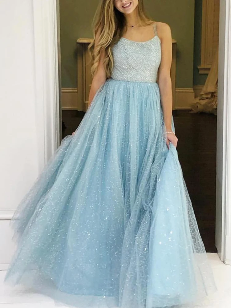 VKbridal Роскошные тюлевые вечерние платья длинное Хрустальное бальное платье