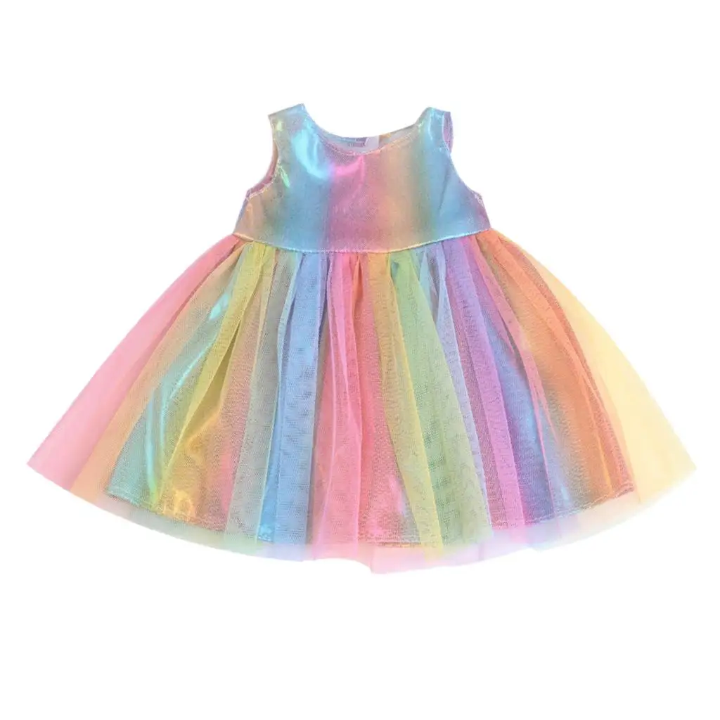 

American Doll Party Dress Colorful Sleeveless Summer Skirt for 43cm Baby Girl,