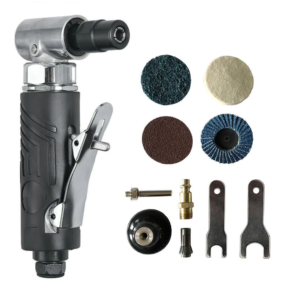 

1/4 inch Air Angle Die Grinder 90 Degree Pneumatic Grinding Machine Cut Off Polisher Mill Engraving Tools Set With Spanner Wre