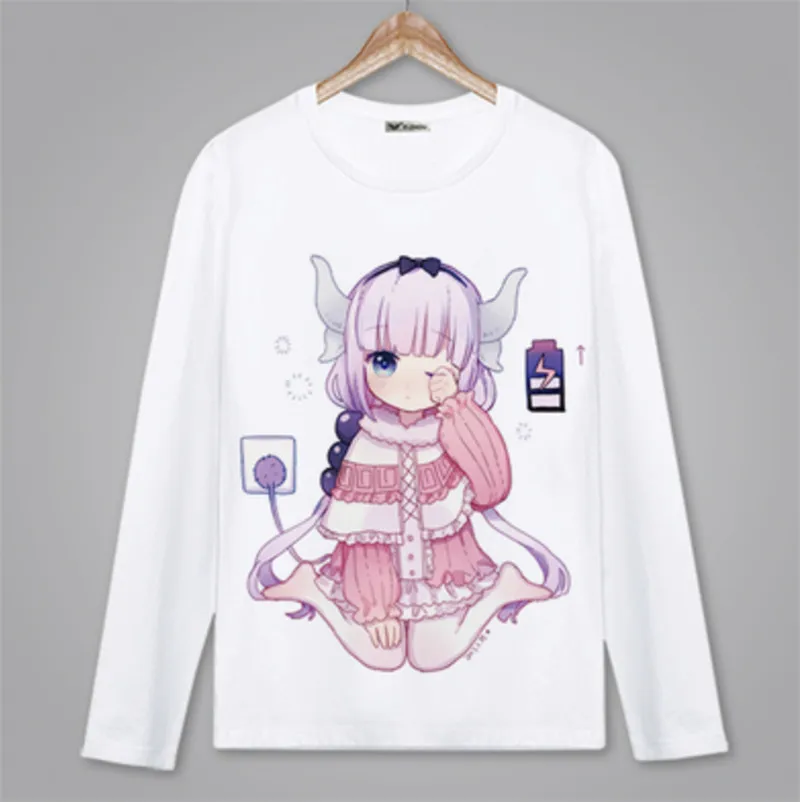 Футболка с длинным рукавом аниме Miss Kobayashi's Dragon Maid весна осень одежда унисекс