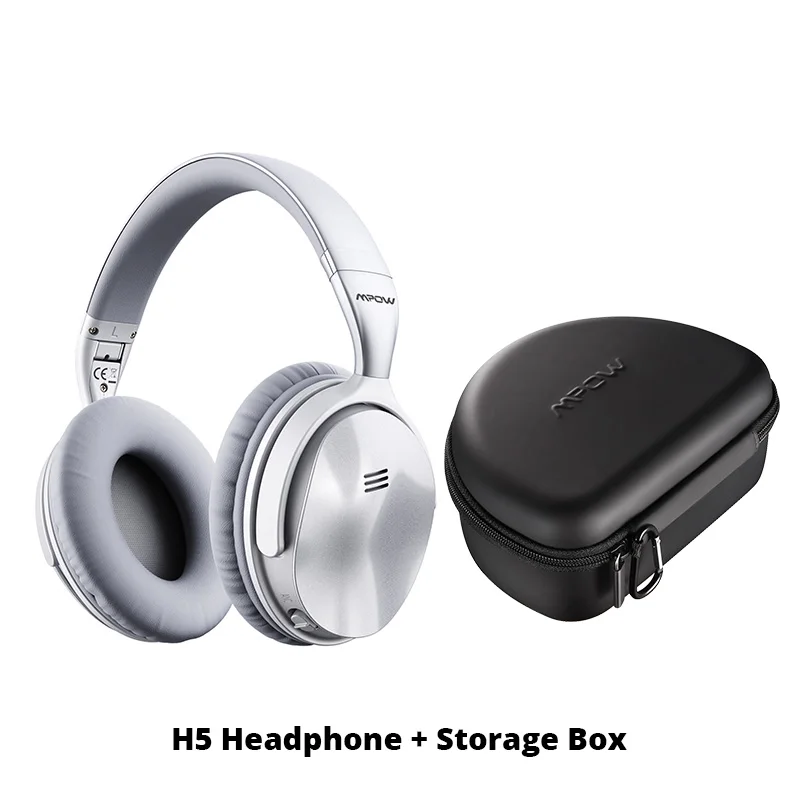 [Обновленная версия] Оригинальные Mpow H5 Bluetooth наушники с активным шумоподавлением Беспроводные наушники с микрофоном для ПК iPhone Xiaomi - Цвет: Silver and Bag