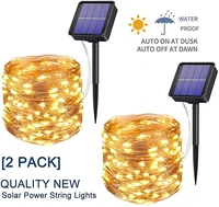 2 pack led outdoor solar lamp string lights 100 leds fairy holiday party garland solar garden waterproof 10m