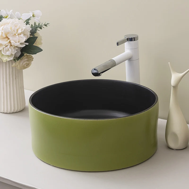 Керамическая раковина над стойкой прямоугольная в скандинавском стиле для