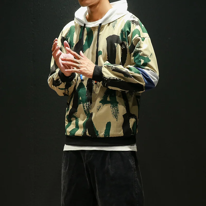 Прямая поставка осенний мужской уличная Камуфляжный пуловер мужские лоскутные