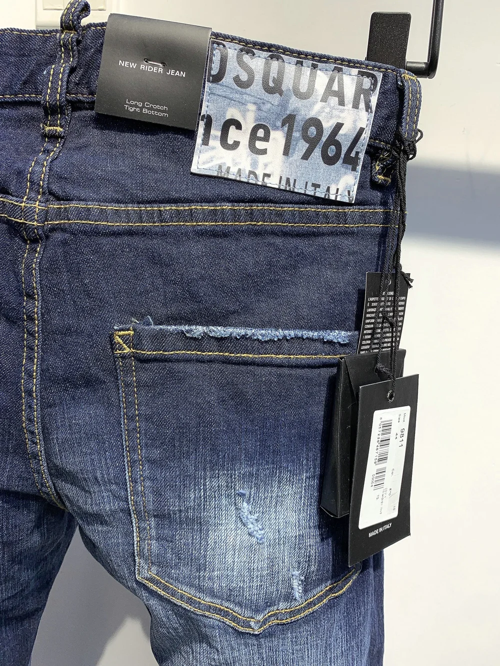 New DSQUARED2 Men's/Women's Ripped Jeans, Fashion Washed Frayed , Made Old Stretch Pants