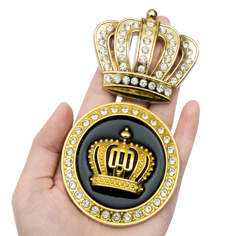 

1 Pcs Golden Silver Fashion 3D Diamond Crystal Crown Car Sticker Metal Side Emblem Badge Car Body Decoration Styling Accessories