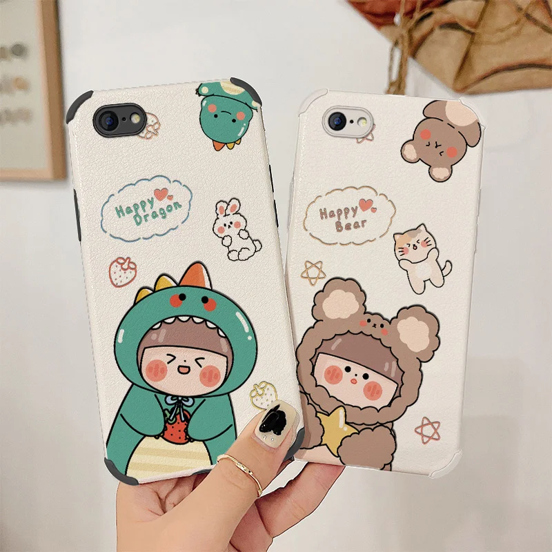 

Strawberry Happy Girl Phone Case For iPhone 6 6S 6SPlus 6Plus Plus Liquid Silicone Cover