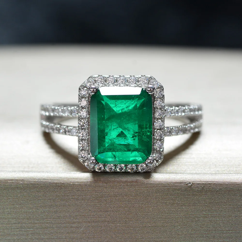 

KNRIQUEN Sterling Silver 925 Ring Square Simulation Emerald Aquamarine Diamond Rings Engagement Anniversary Women Gift Wholesale