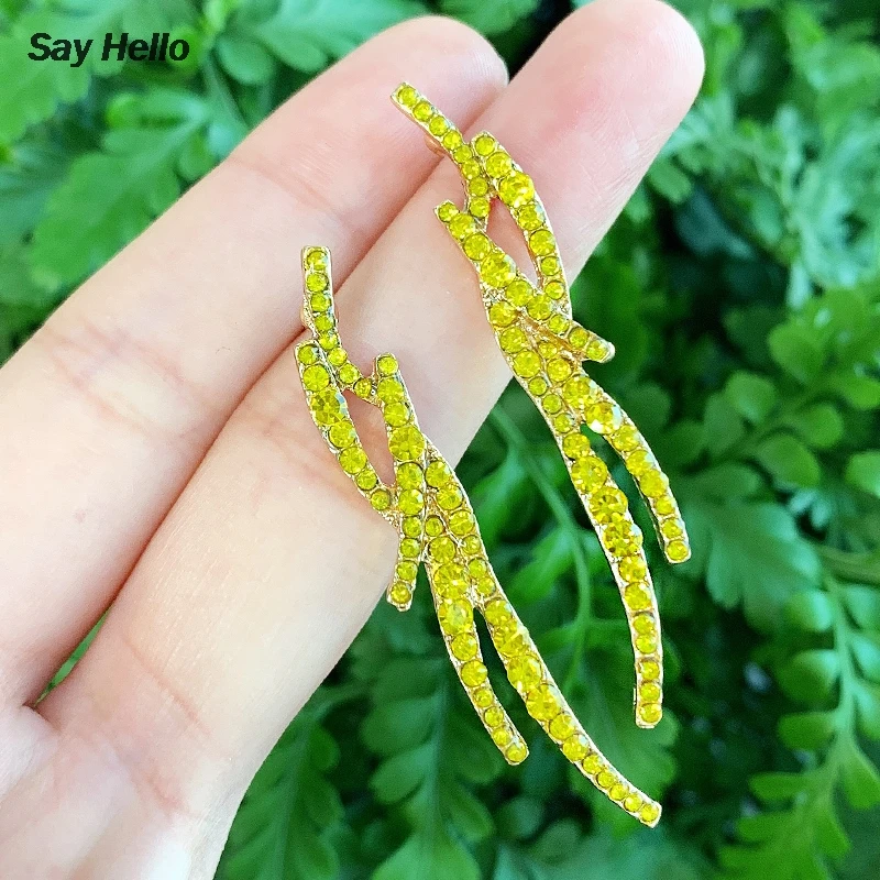 

SAY HELLO Trendy Turquoises Beads Crystal Inlaid Dangle Earrings for Women Female Charming Geometric Jewelry Brinco K5802