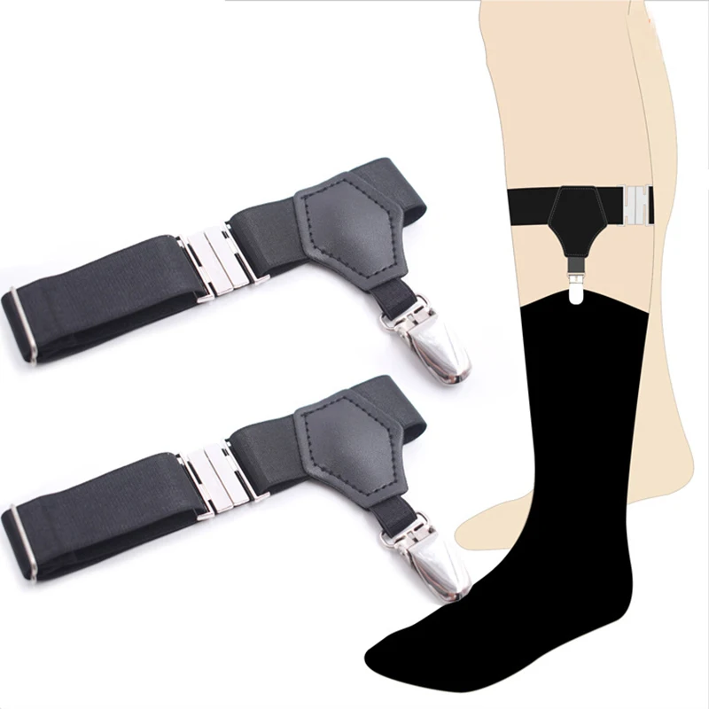 

1 Pair Men's Socks Anti-skid Garter High Elastic Band Adjustable Single Duck-Mouth Clip Sock Garters Suspenders Accessories
