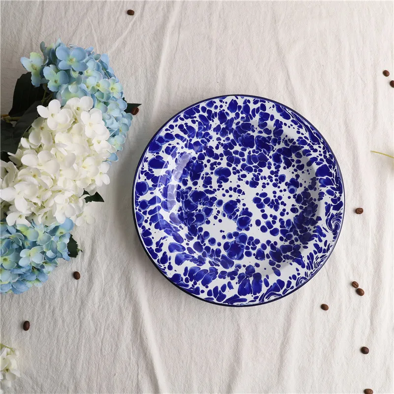 Британский брызговик чернил утолщенная эмалированная фруктовая Тарелка