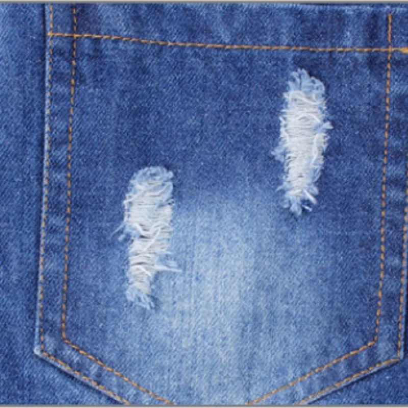 

Children's Denim Suspenders Dress New 2021 Summer Girls England Style Dress Hole Blue Color Size4-14 Personality Dress ly168