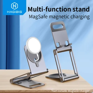hagibis phone stand for magsafe charger adjustable foldable aluminum desk phone holder for iphone 1212 pro12 mini12 pro max free global shipping