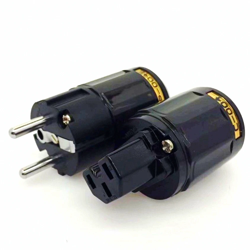 

HIFI C-004 p-004eoyaide Schuko Europe EU power plug rhodium plated IEC audio connector male / female matihur audio HiFi