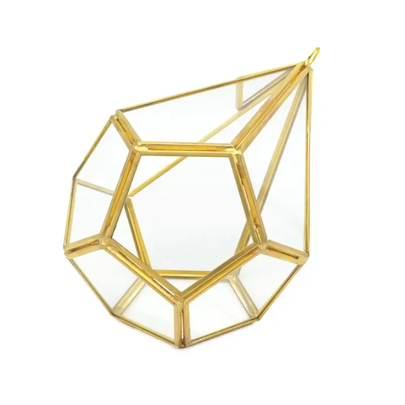

Hanging Glass Terrarium Modern Artistic Wall Tears Shape Diamond Geometric Polyhedron Air Plant Holder Desk Planter DIY Vase Pot