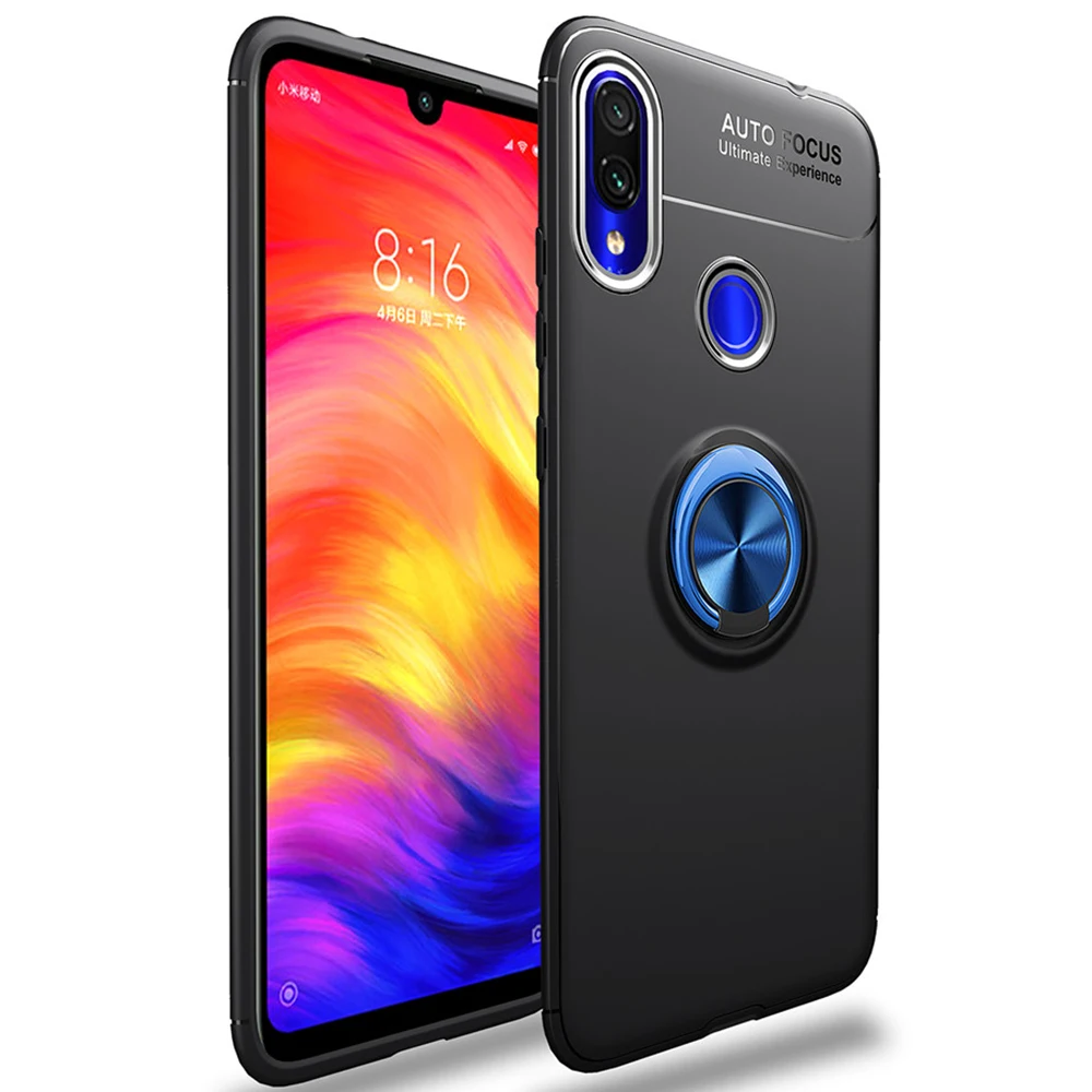 Для samsung Galaxy M10 M20 M30 A10 A20 A30 A40 A50 A70 чехол Note 10 Pro металлическое магнитное кольцо держатель мягкий силиконовый роскошный чехол - Цвет: Black Blue