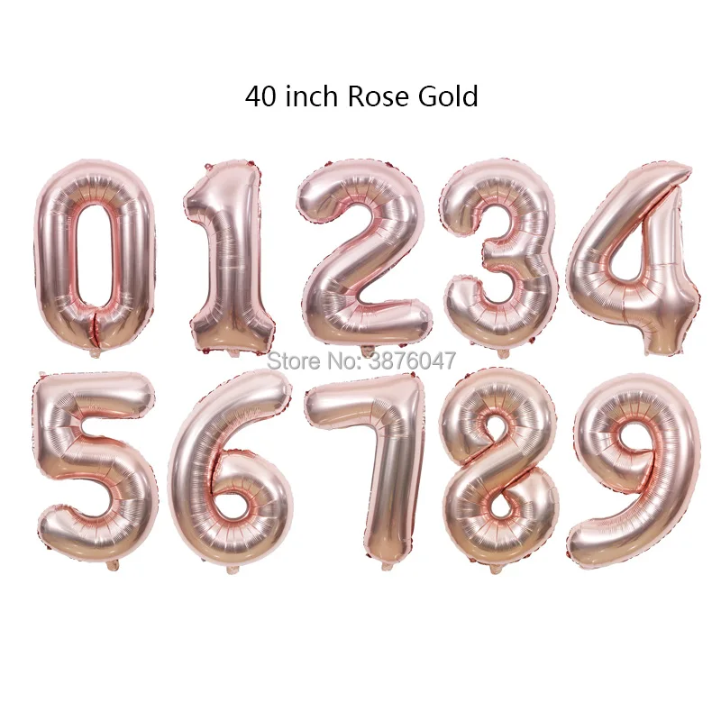 1pcs 40 inch number 0 1 2 3 4 5 6 7 8 9 balloons rose gold silver happy birthday party decorations anniversary digital | Дом и сад