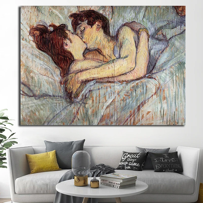 OUCAG Love Kiss картина маслом холст романтическая пара настенные художественные