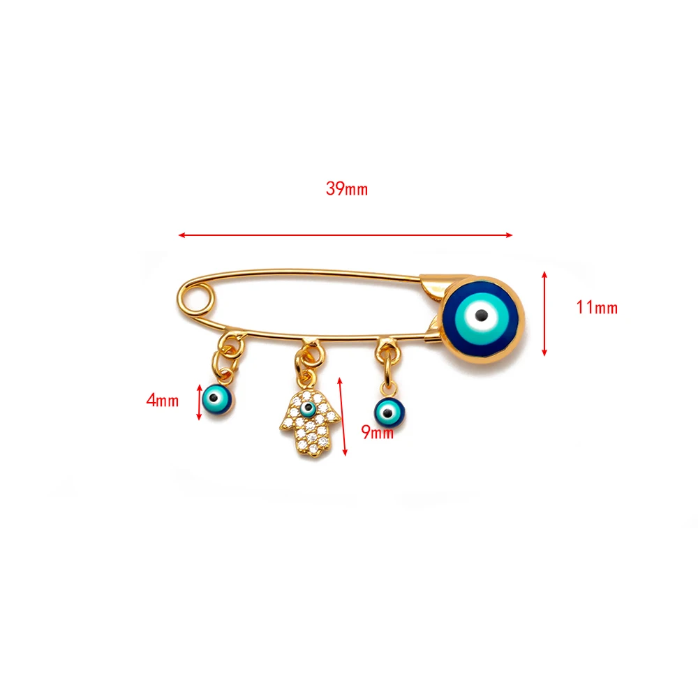 EVIL EYE полые Хамса рука амулет Брошь Золотой Серебряный цвет подвеска с микрозакрепкой Брошь булавка модные украшения для женщин мужчин EY6527