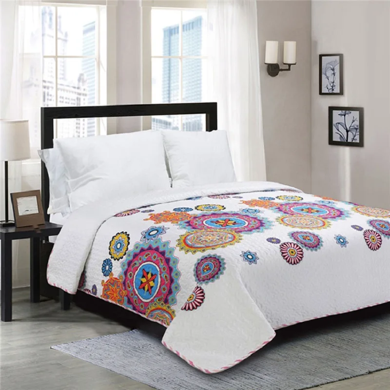 Geometric Plaid Bedding Coverlet Summer Patchwork Quilt Comforter Bed Cover Sheet Europe American Printed Bedspread 220*240cm