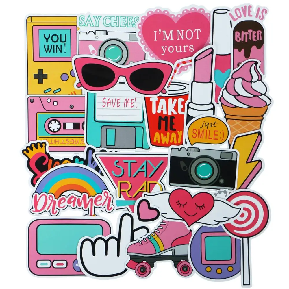 60 шт. смешанные Розовые наклейки водонепроницаемый домашний декор каракули
