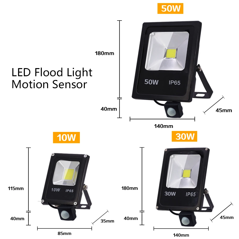 LED Flood Light 10w 30w 50w led exterio light outdoor WaterproofIP65 220V led reflectorr Lmap Motion Sensor Floodlight Spotlight