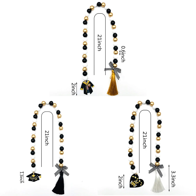 

Graduation Wood Bead Garland With Tassels And Heart Graduation Hat Tag Farmhouse