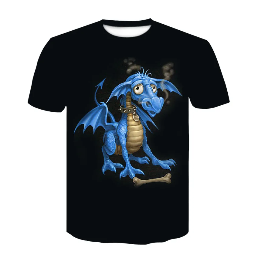 

New summer 3D animation printed T-shirt 3D Dragon element style T-shirt men casual harajuku brand short-sleeved shirt
