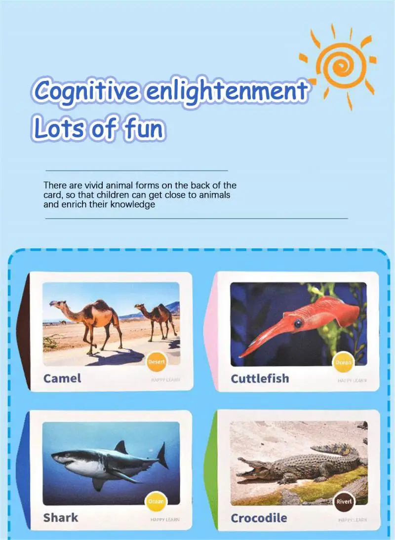 

Children's Educational 3D Animation Box Moving Cards Animal Cognition Pictures Early Education Toys Montessori Toy