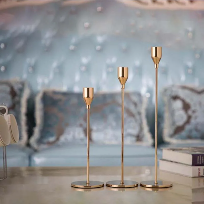 Металлические подсвечники в китайском стиле простое золотистое свадебное