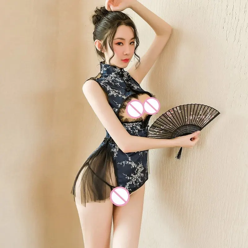 

Women Sexy Erotic Cheongsam Qipao Mini Dress Chinese Babydoll Nightdress Lingerie Set Ladies Uniform Temptation Costumes