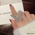 Женское кольцо с бабочкой и фианитом, в стиле ретро