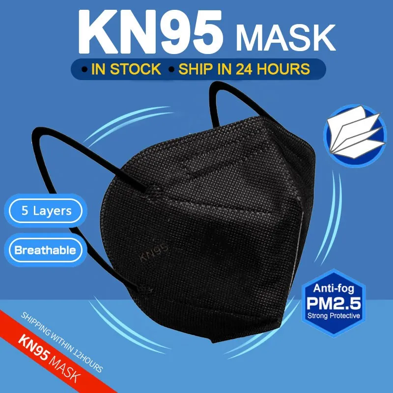 

Black KN95 Mask 5 layer mascarilla reutilizable face mask fashion Anti Dust Respirator Mask Earloops Face Mouth Mask