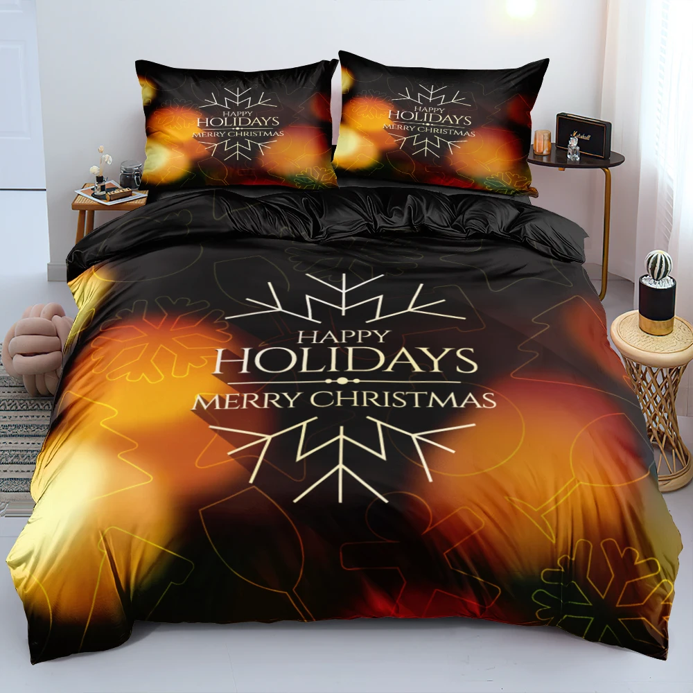 

Christmas Series Duvet Cover Sets White Snow Simple Fancy Halo Comforter Shell Pillowcases Twin Full Queen King Size for Bedroom