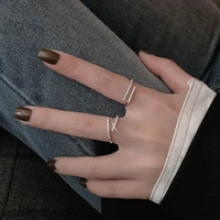 7rings trendy fashion style simple geometric diamond decoration silver rings for women luxury jewelry accessories for female